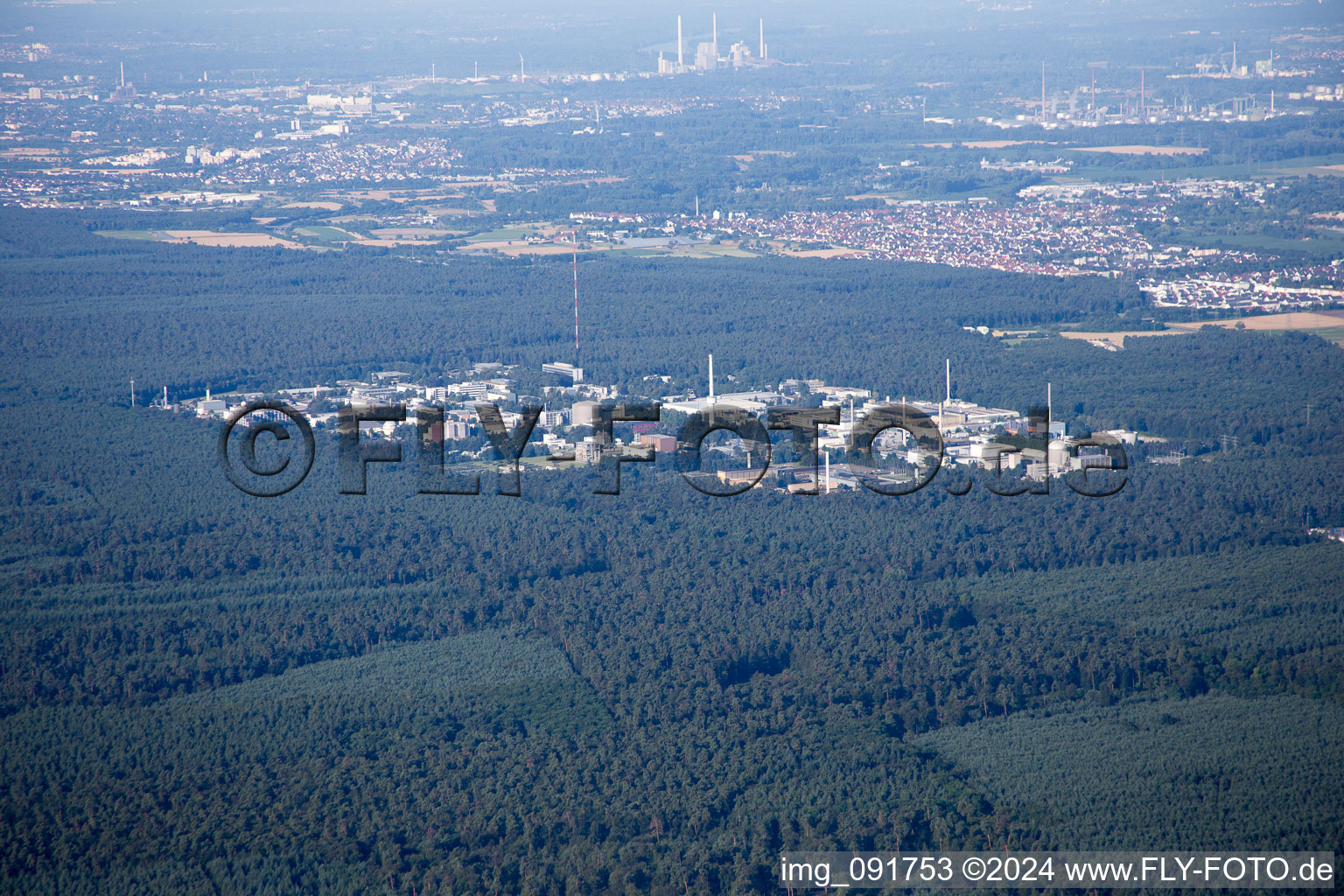 Aerial view of KIT-N in the district Leopoldshafen in Eggenstein-Leopoldshafen in the state Baden-Wuerttemberg, Germany