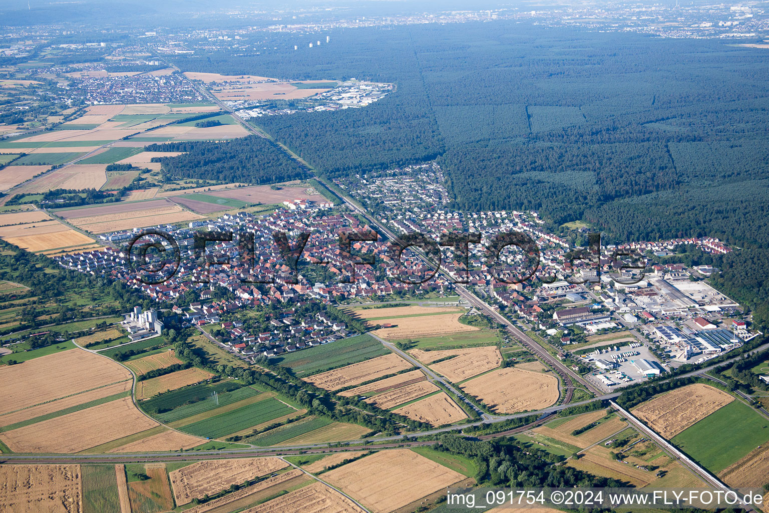 District Friedrichstal in Stutensee in the state Baden-Wuerttemberg, Germany out of the air