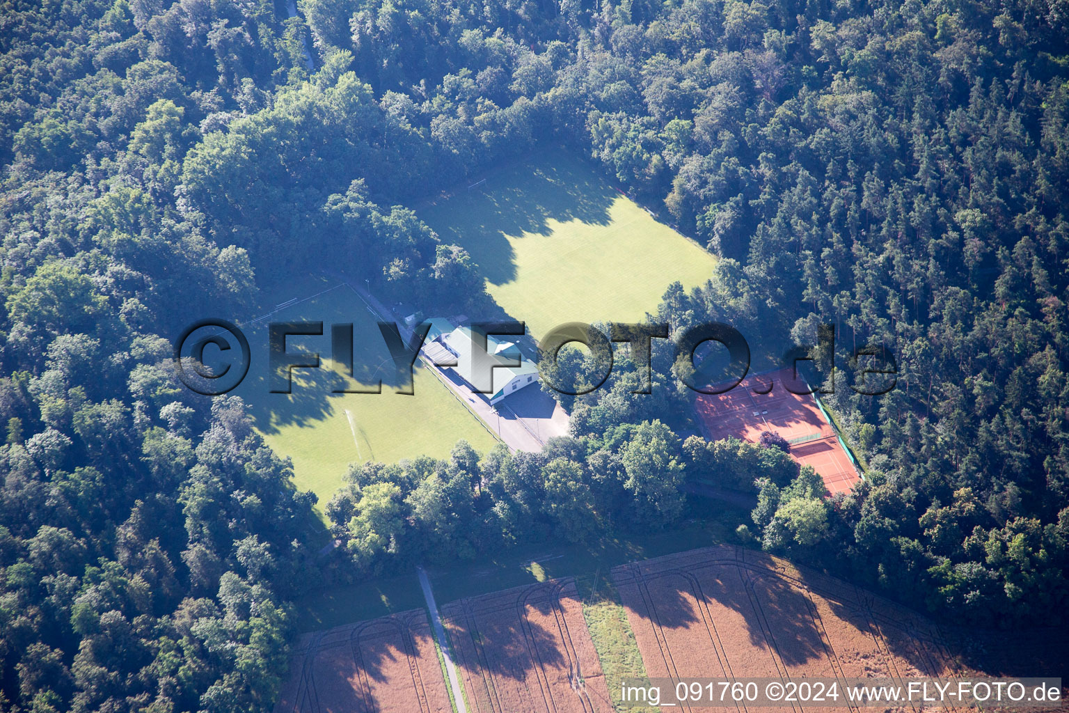 Aerial view of District Staffort in Stutensee in the state Baden-Wuerttemberg, Germany