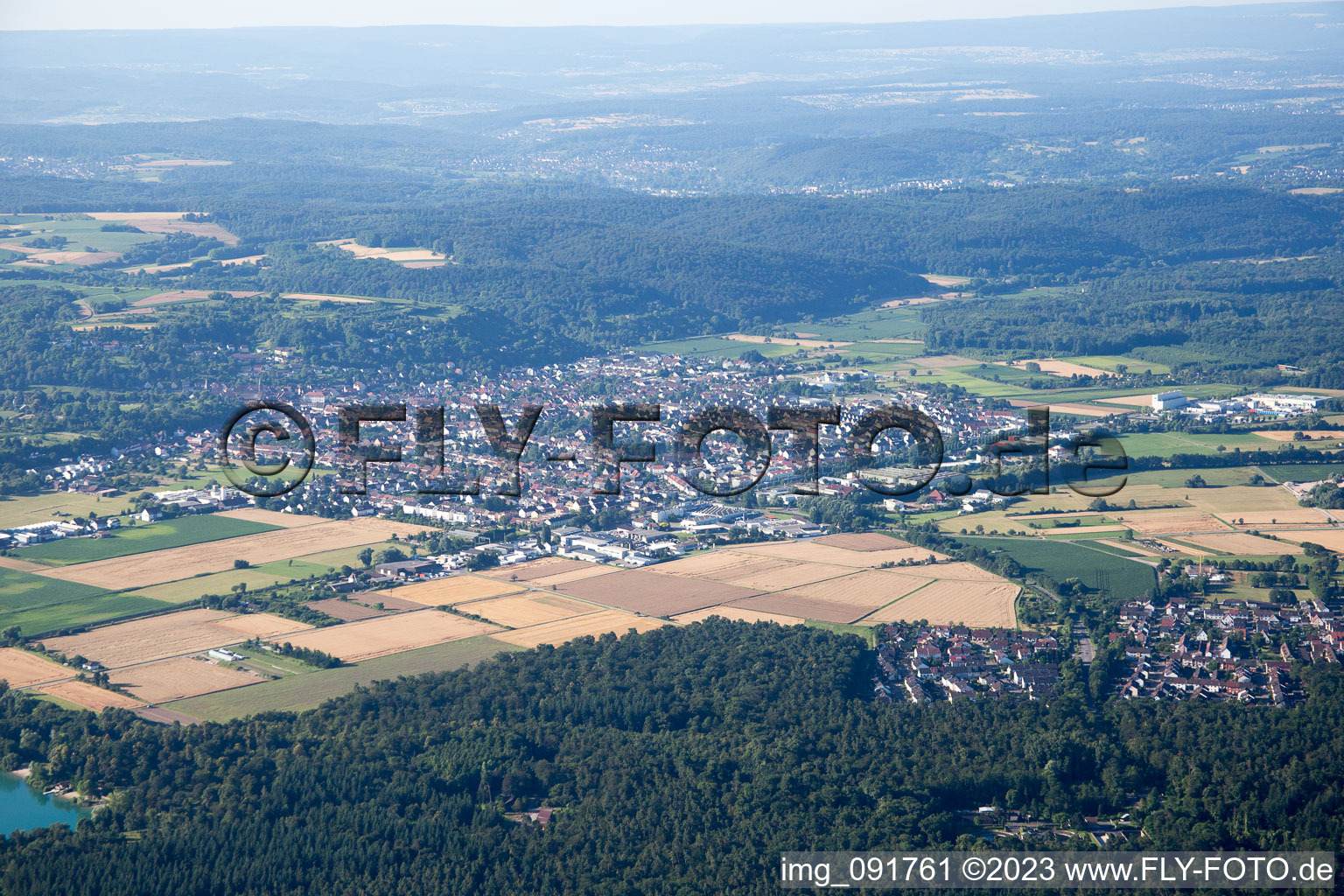 Aerial photograpy of District Staffort in Stutensee in the state Baden-Wuerttemberg, Germany