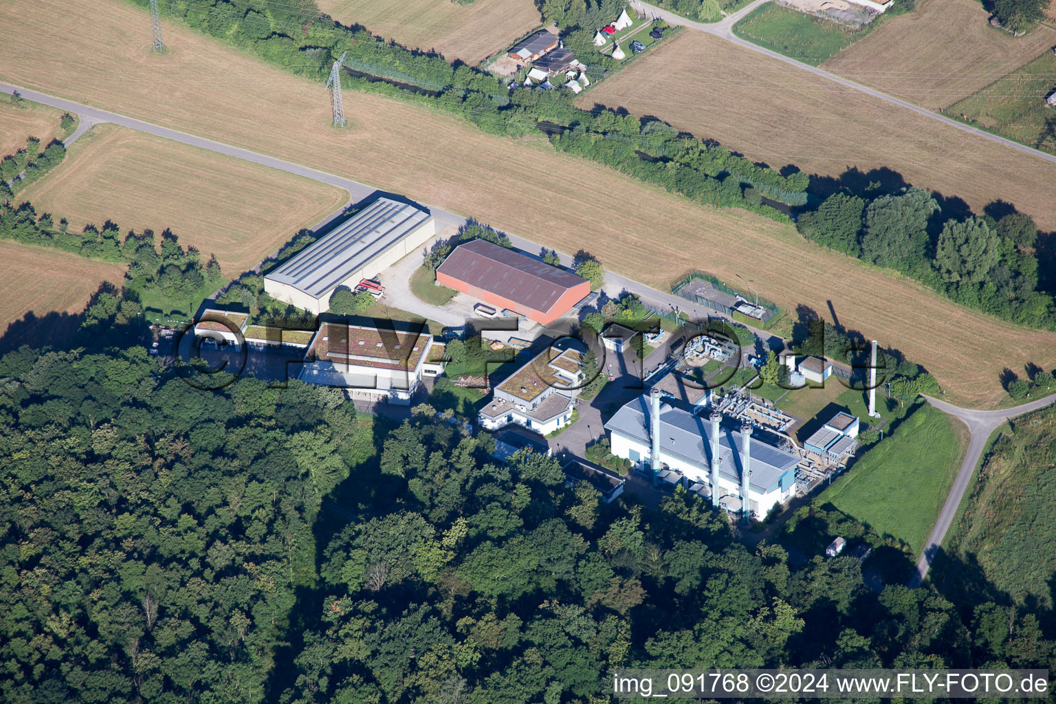 Oblique view of District Staffort in Stutensee in the state Baden-Wuerttemberg, Germany