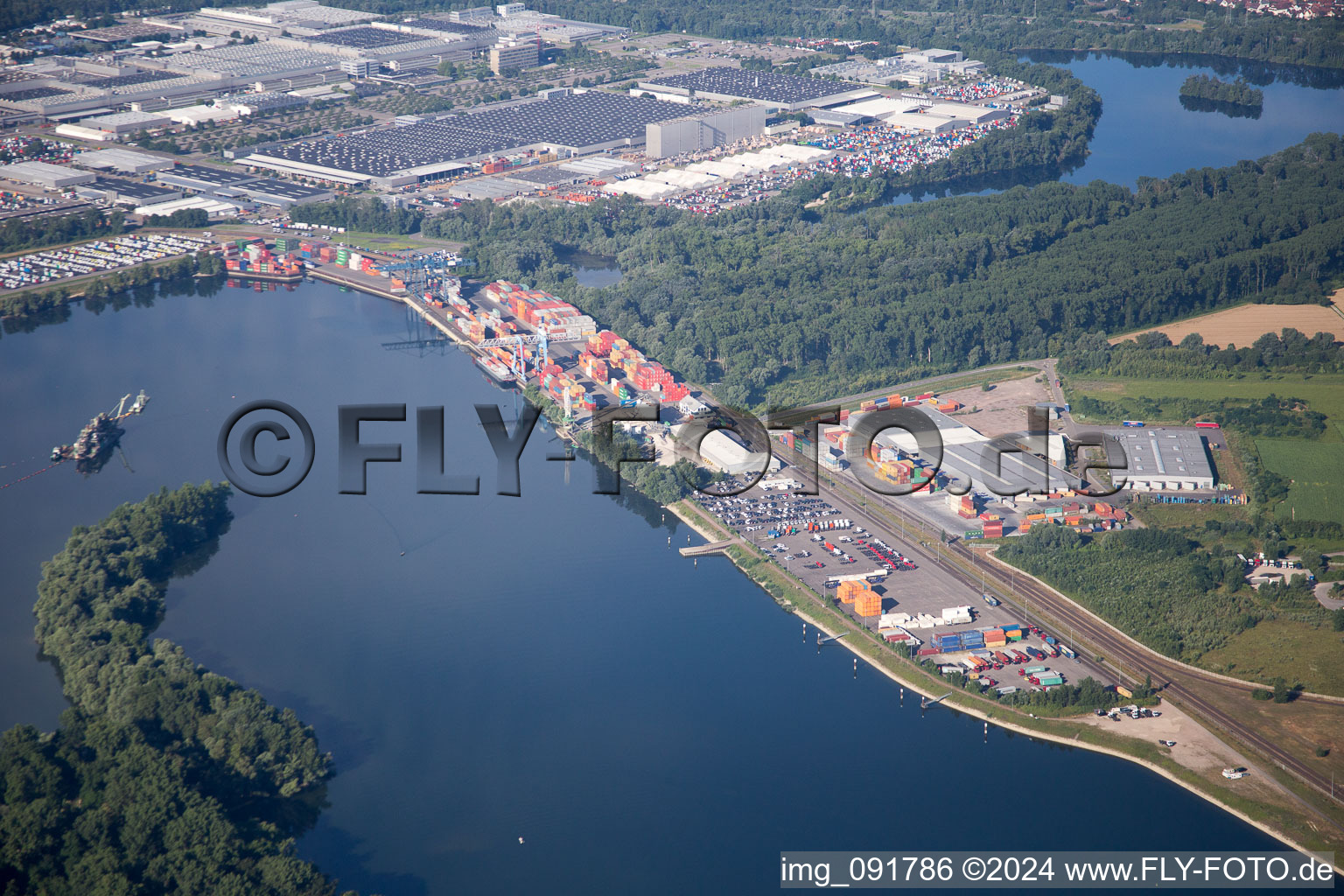 Oberwald industrial area, Rhine port of Wörth in the district Maximiliansau in Wörth am Rhein in the state Rhineland-Palatinate, Germany