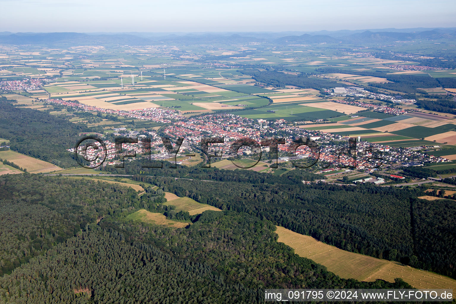 Kandel in the state Rhineland-Palatinate, Germany viewn from the air