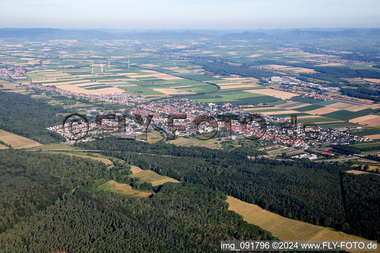 Drone recording of Kandel in the state Rhineland-Palatinate, Germany