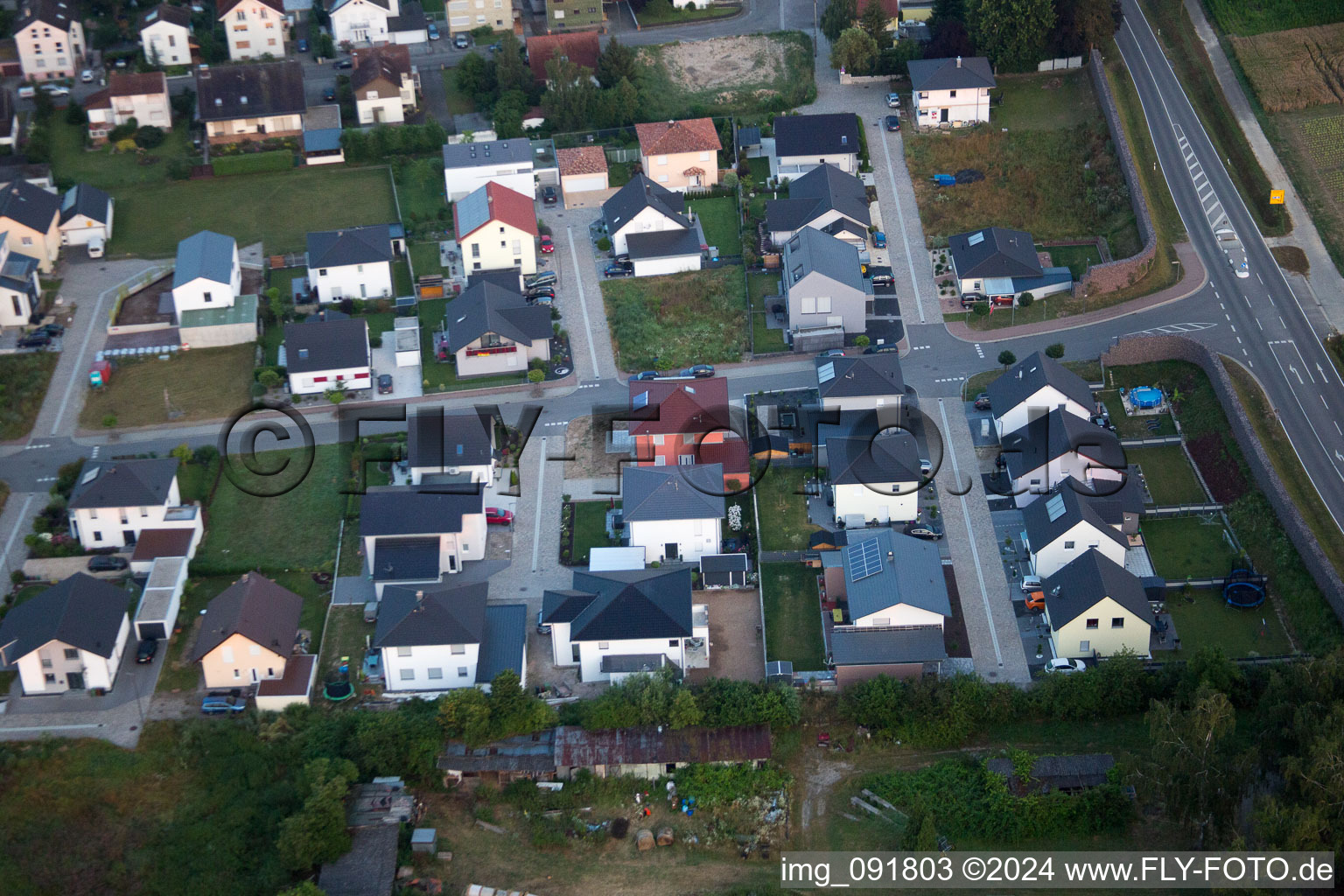 Minfeld in the state Rhineland-Palatinate, Germany seen from above