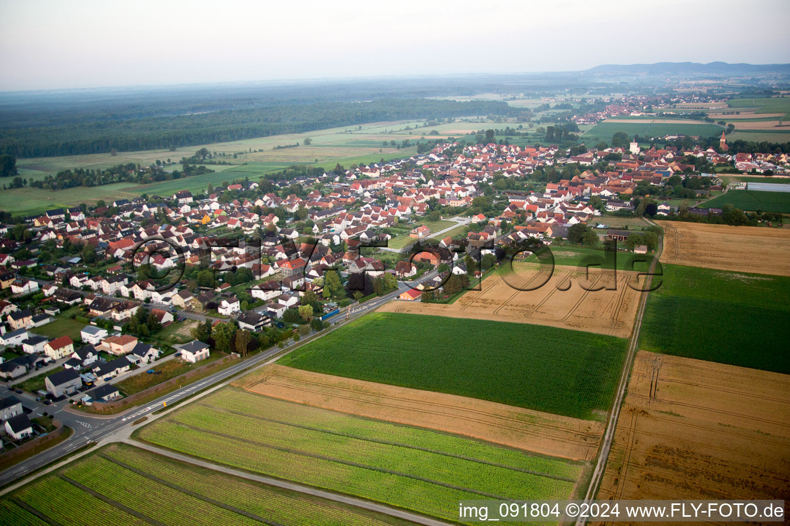 Minfeld in the state Rhineland-Palatinate, Germany from the plane