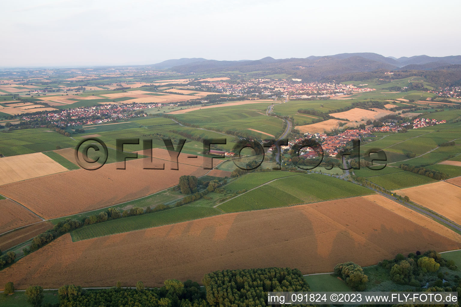 Drone recording of Niederhorbach in the state Rhineland-Palatinate, Germany
