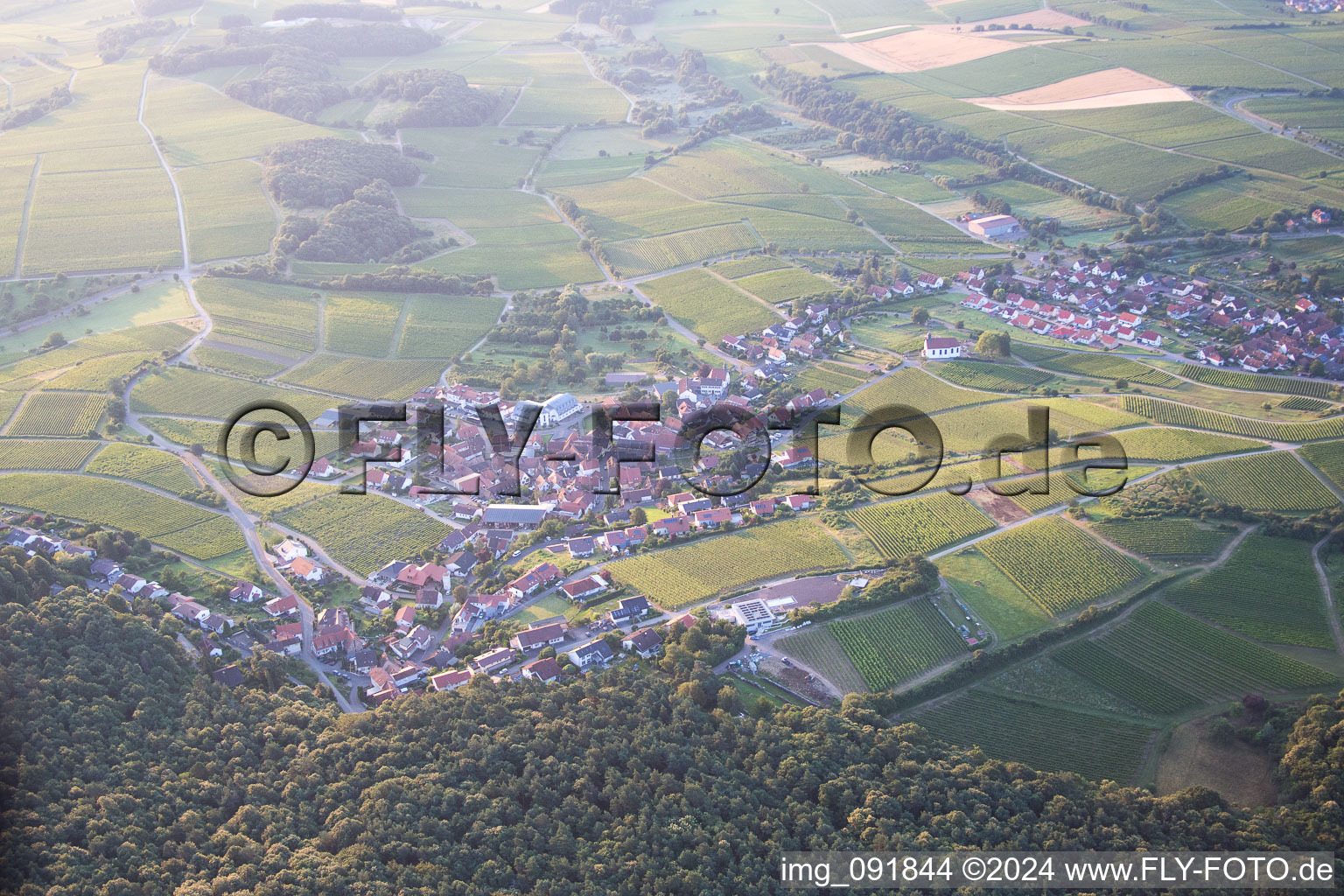 Bird's eye view of District Gleishorbach in Gleiszellen-Gleishorbach in the state Rhineland-Palatinate, Germany