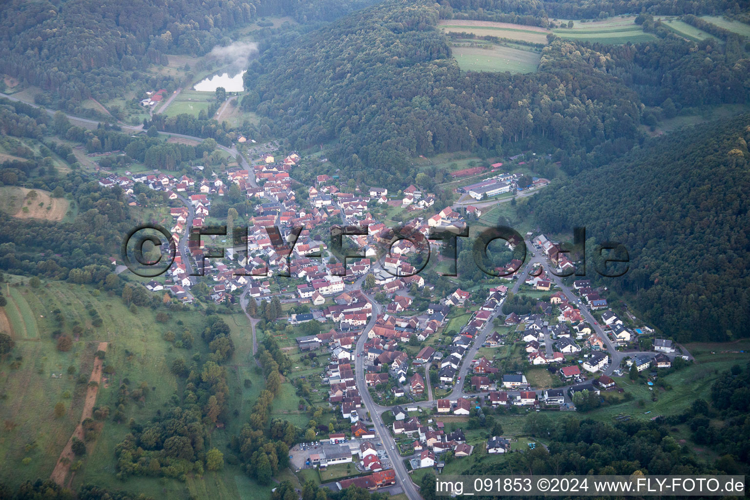 Oblique view of Silz in the state Rhineland-Palatinate, Germany