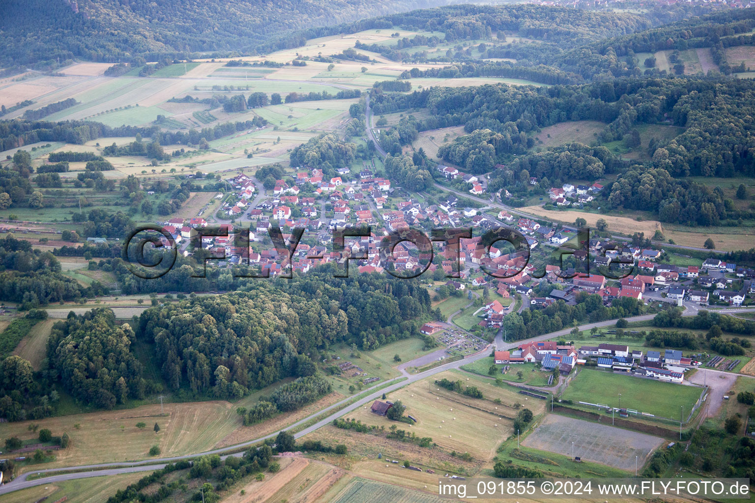 Aerial photograpy of Völkersweiler in the state Rhineland-Palatinate, Germany