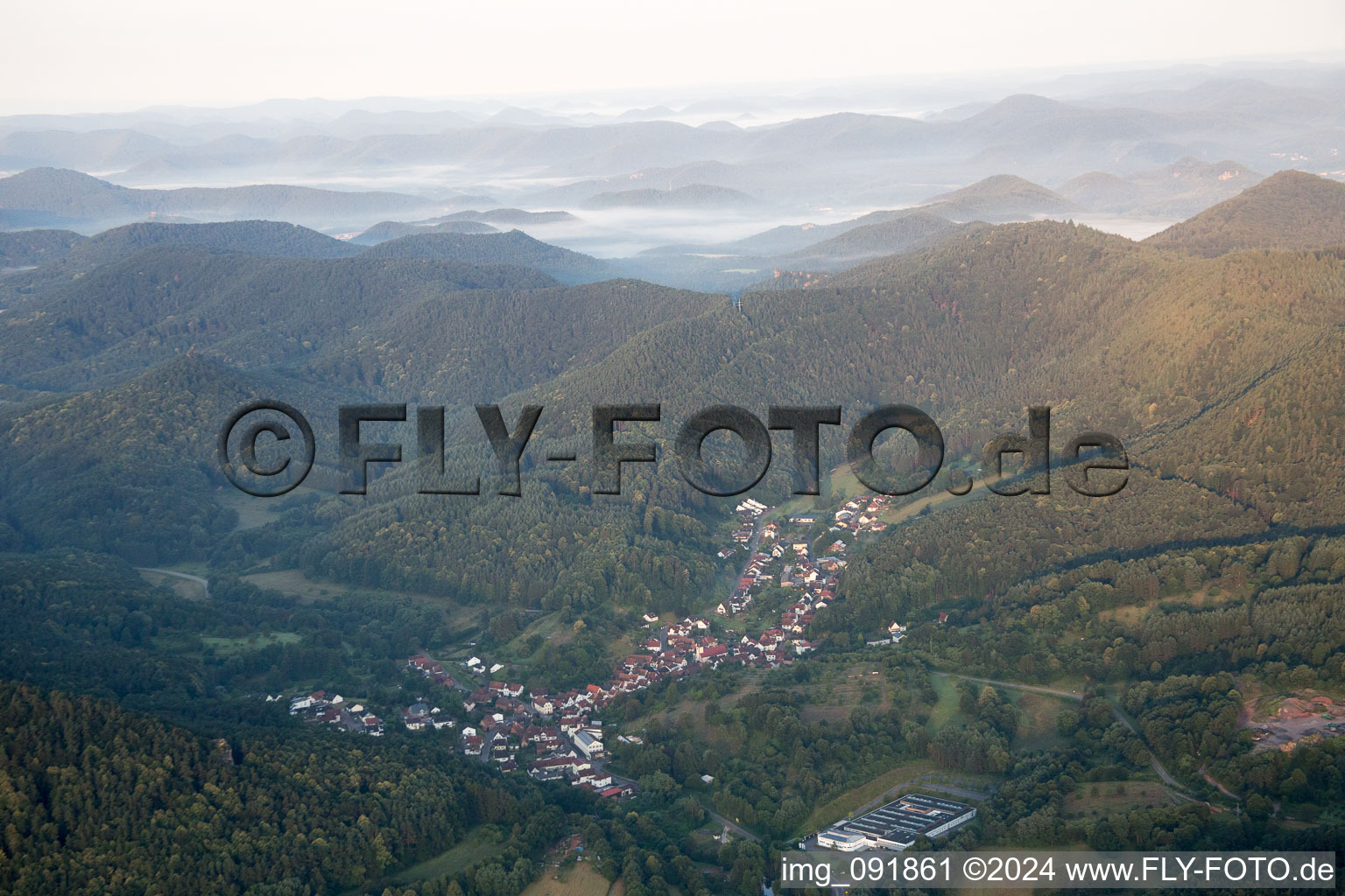 Aerial view of Schwanheim in the state Rhineland-Palatinate, Germany