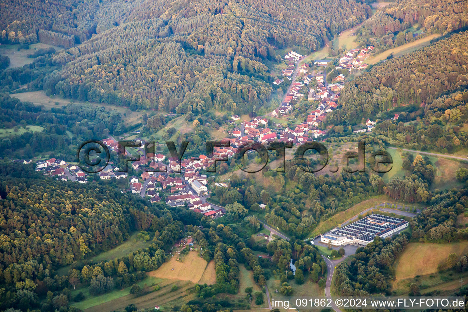 Aerial view of Schwanheim in the state Rhineland-Palatinate, Germany