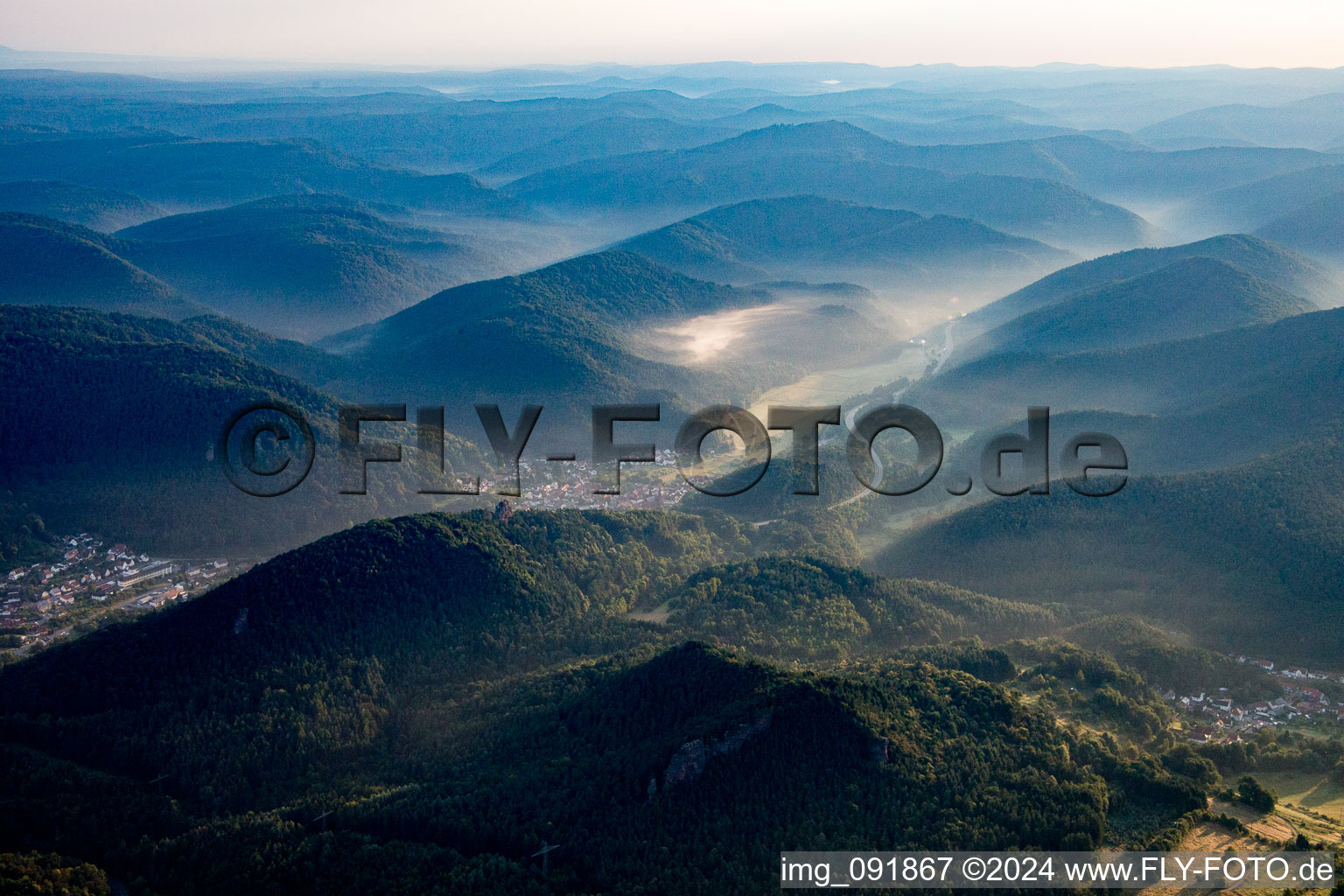 Wilgartswiesen in the state Rhineland-Palatinate, Germany seen from a drone