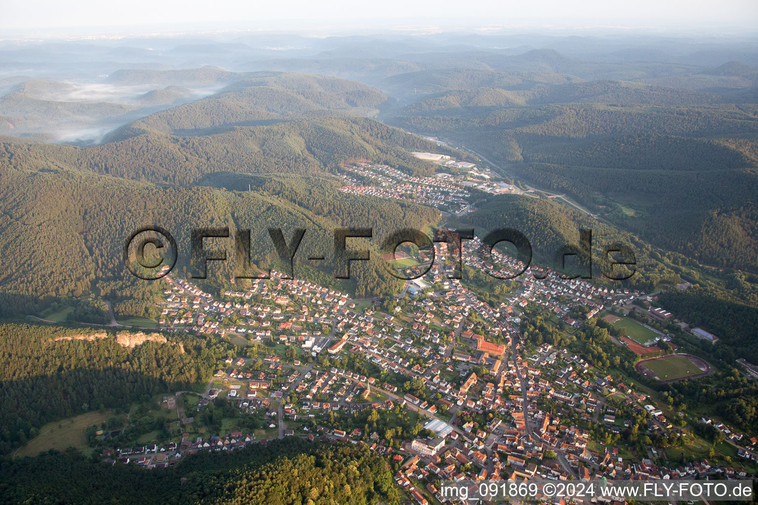 Hauenstein in the state Rhineland-Palatinate, Germany from the plane