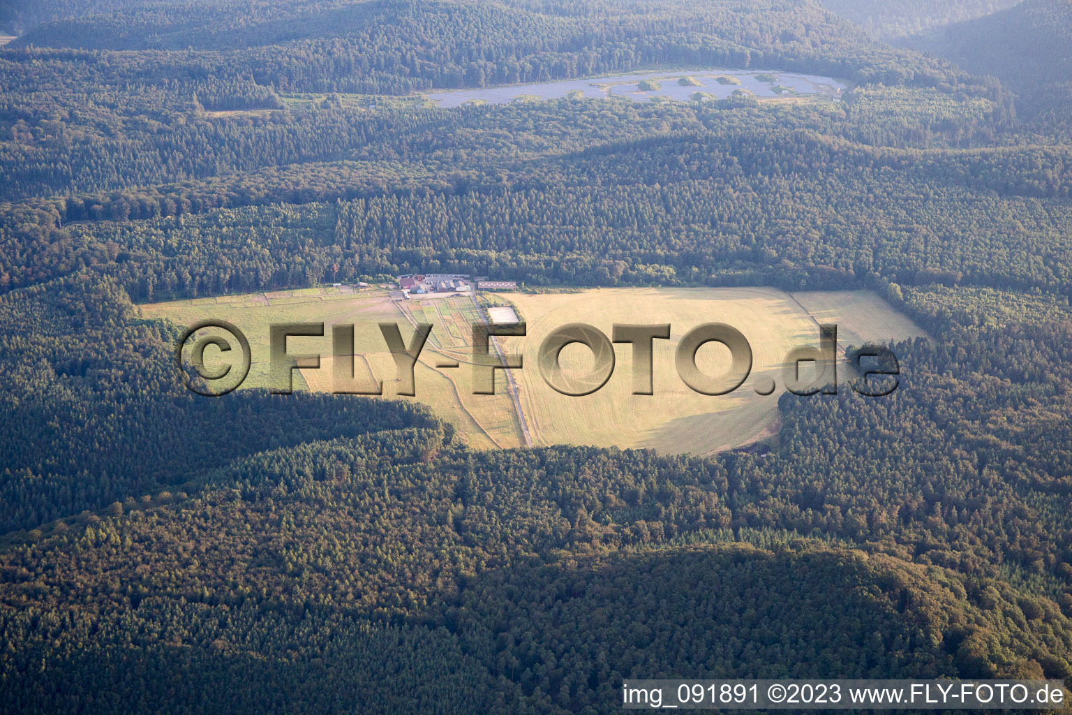 Aerial view of Merzalben in the state Rhineland-Palatinate, Germany