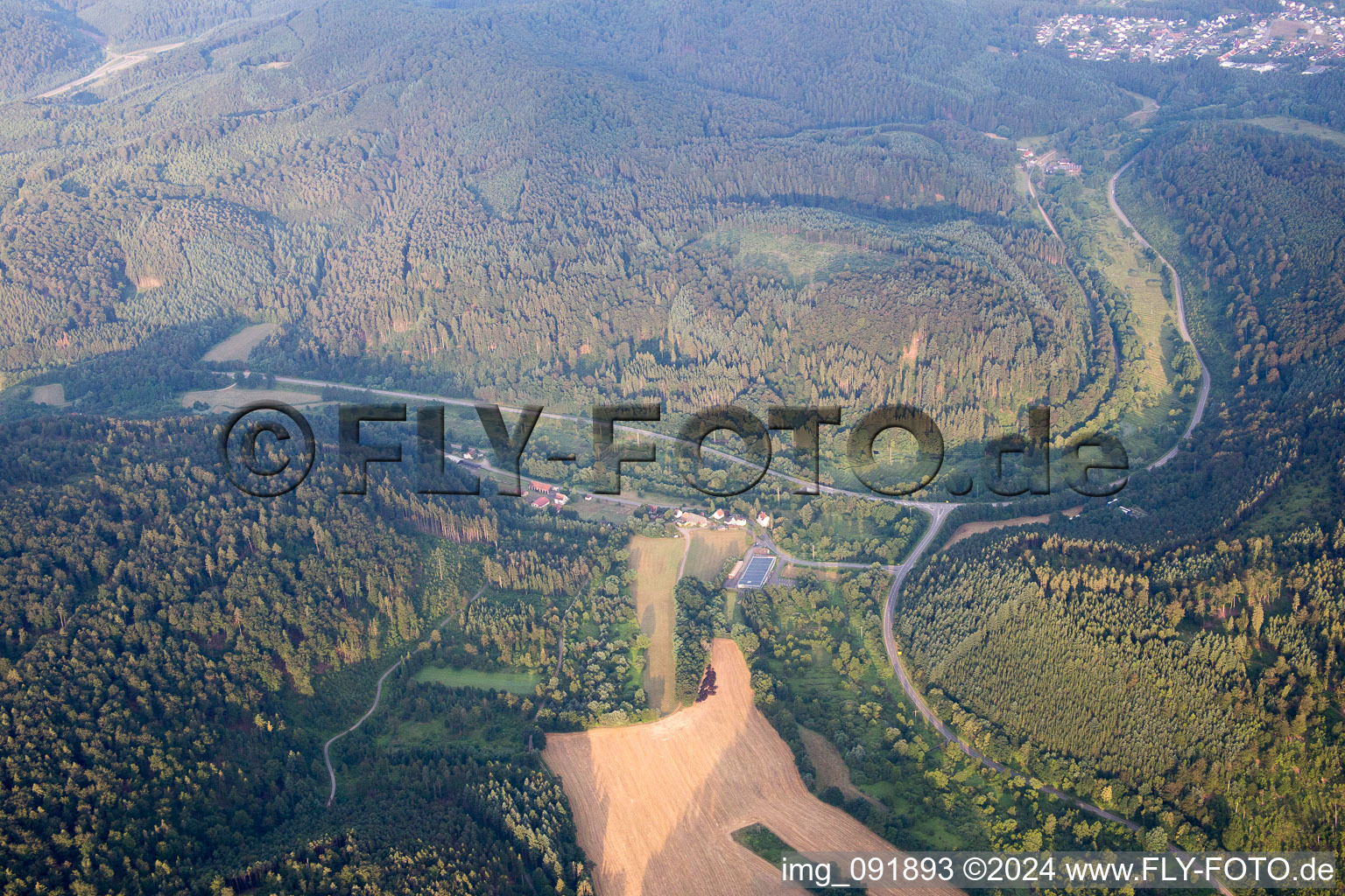 Oblique view of Merzalben in the state Rhineland-Palatinate, Germany