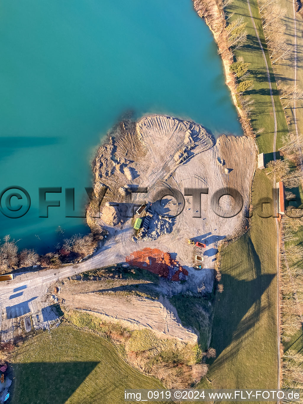 Quarry lake in the district Schlegldorf in Lenggries in the state Bavaria, Germany