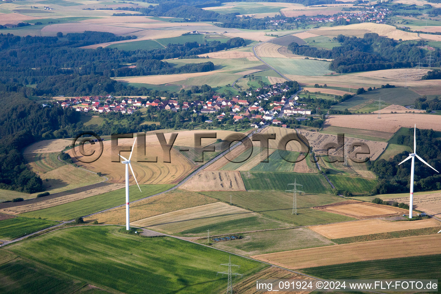 Aerial view of Lambsborn in the state Rhineland-Palatinate, Germany