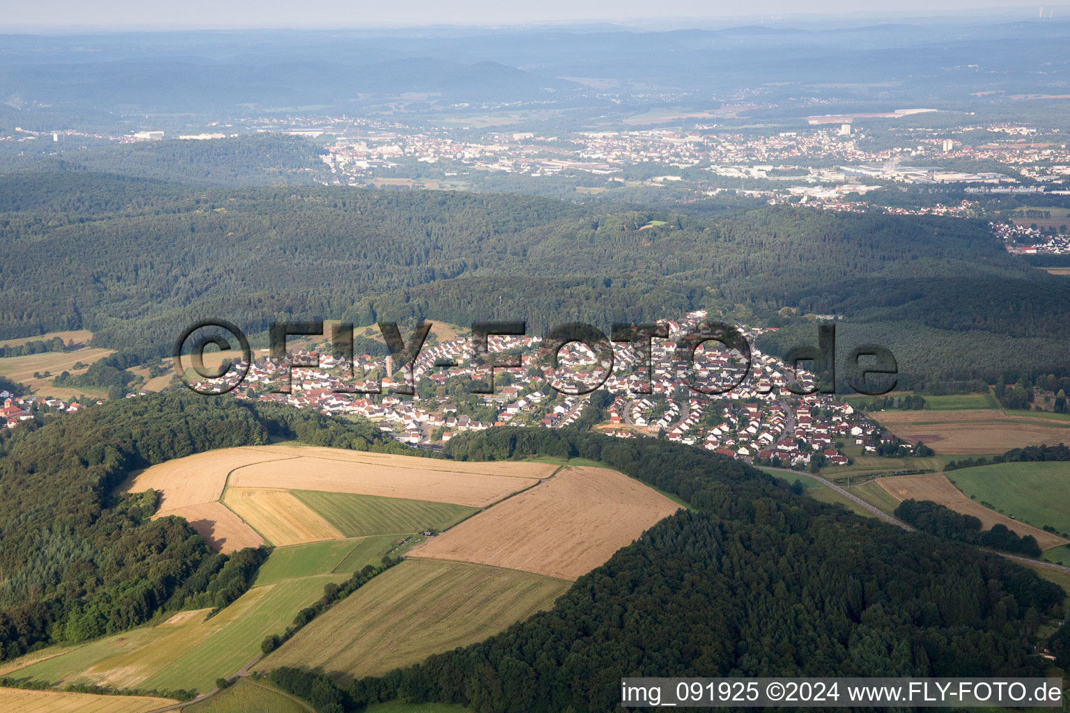 Aerial photograpy of Lambsborn in the state Rhineland-Palatinate, Germany