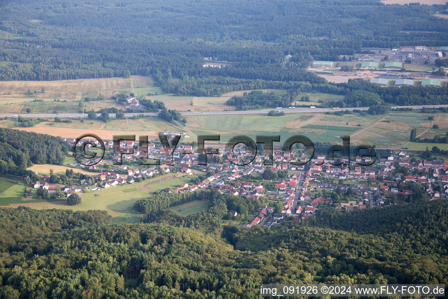 Oblique view of Lambsborn in the state Rhineland-Palatinate, Germany