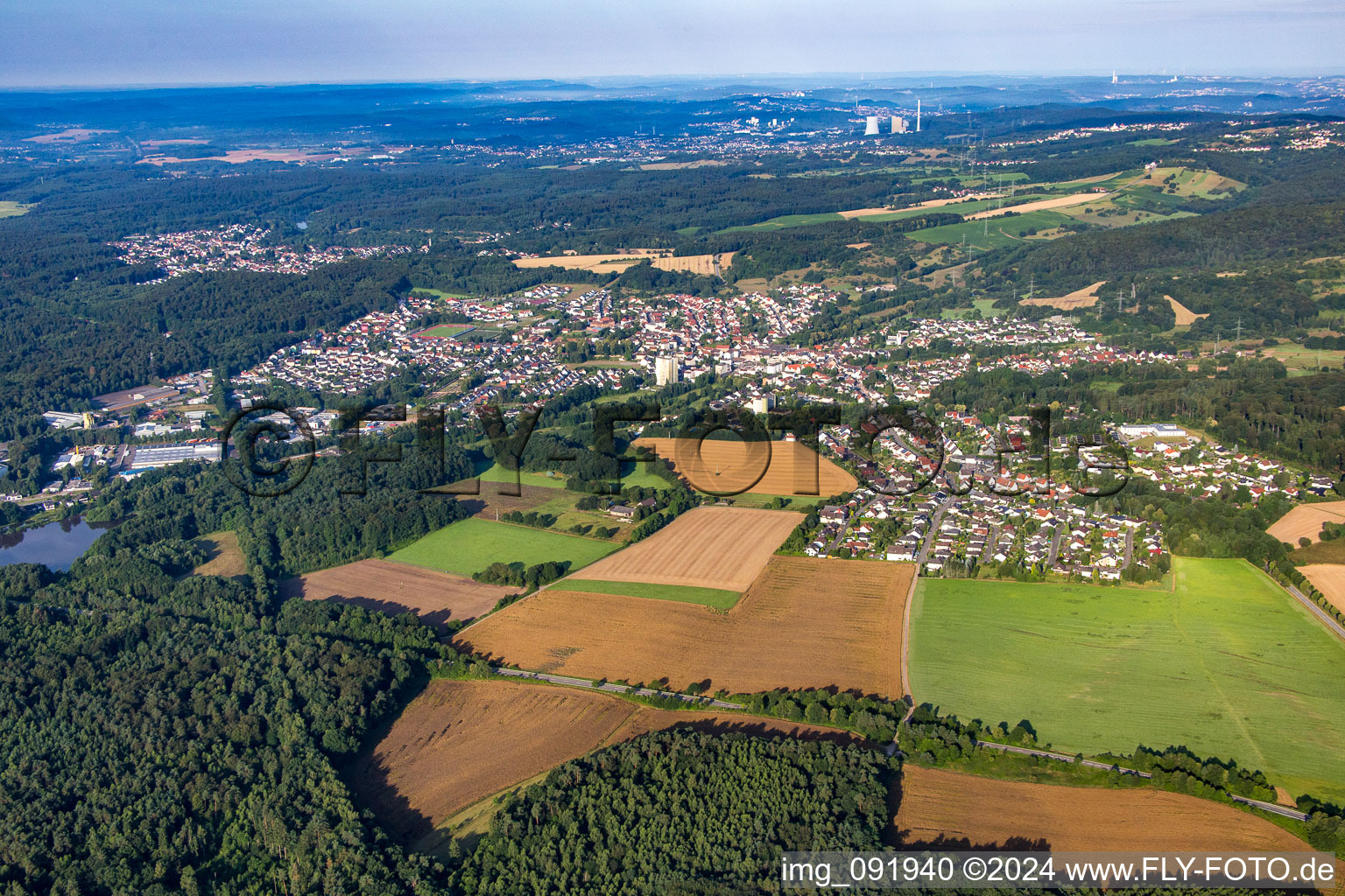 Aerial view of Waldmohr in the state Saarland, Germany