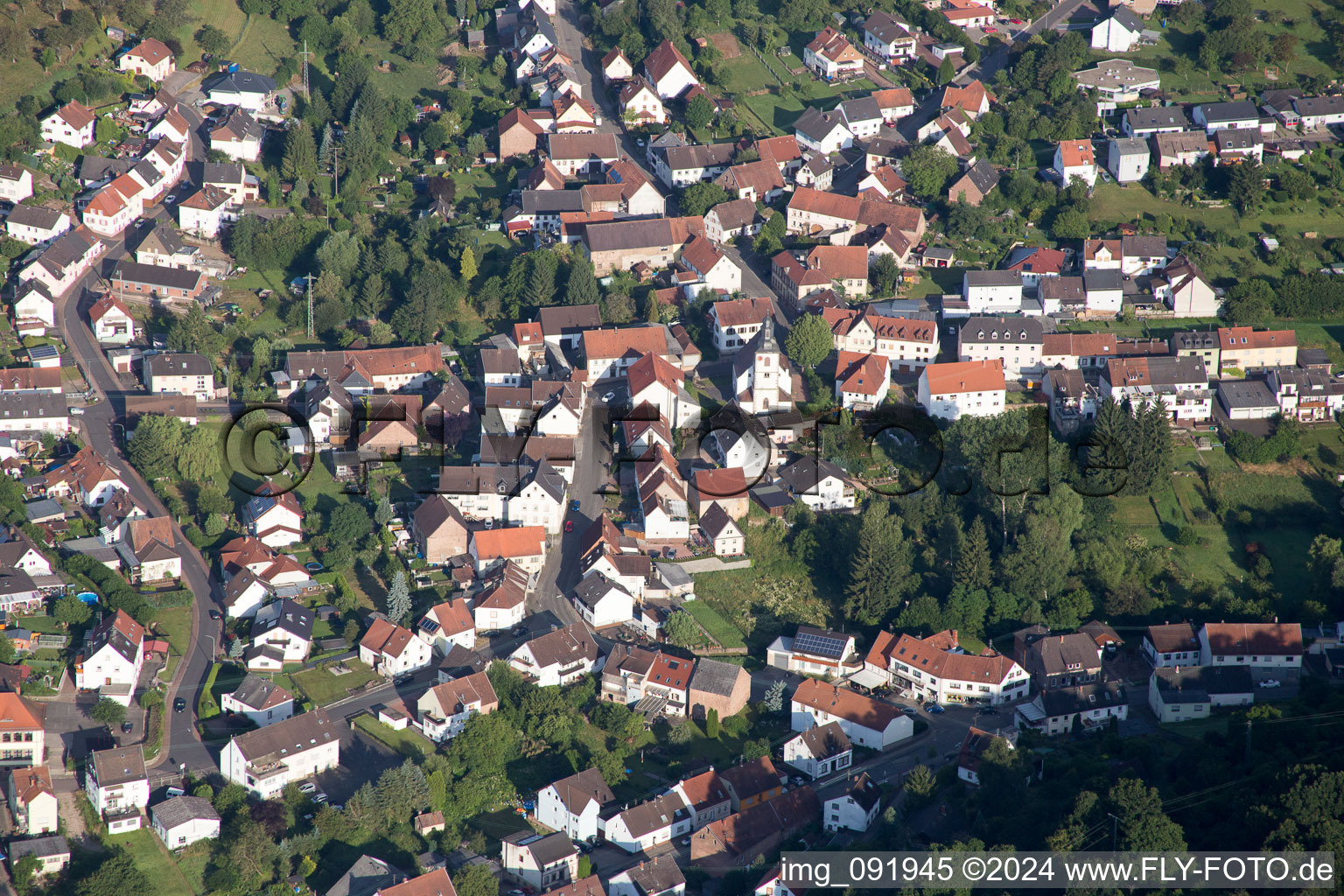 Aerial view of Dittweiler in the state Rhineland-Palatinate, Germany