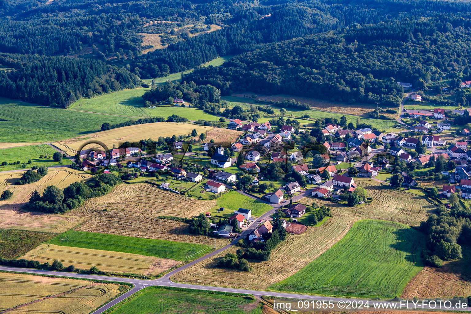 Agricultural fields and farmland in the district Reitscheid in Freisen in the state Saarland, Germany