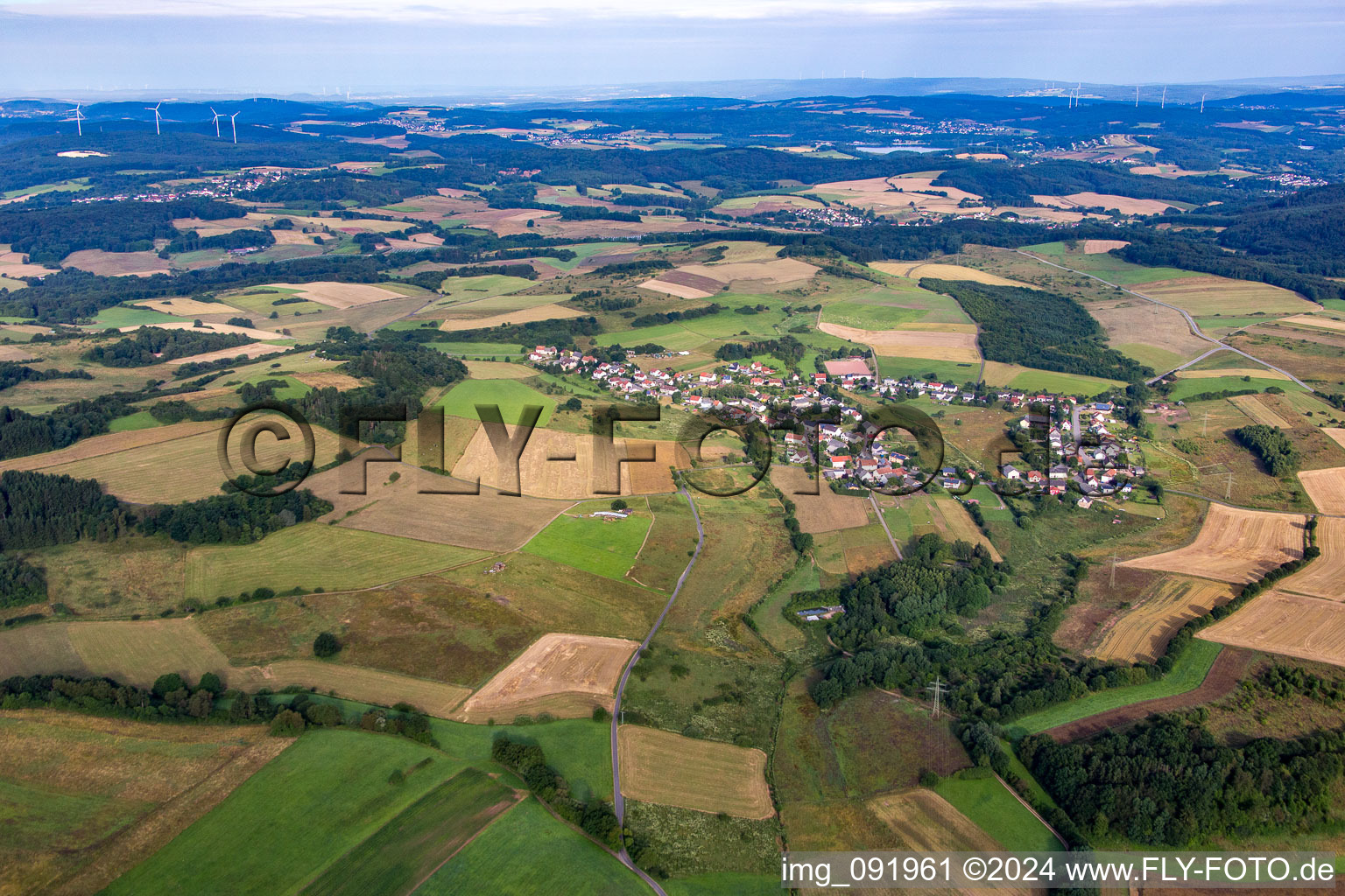 Aerial view of Mosberg-Richweiler in the state Saarland, Germany