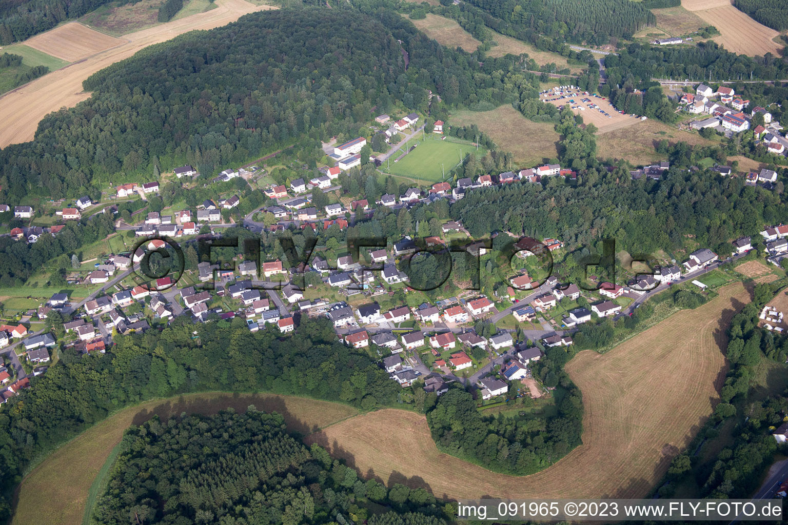 Aerial view of Nohfelden in the state Saarland, Germany