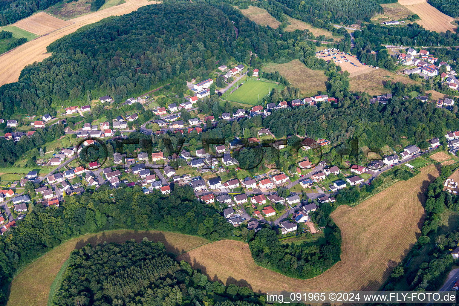 Aerial view of Nohfelden in the state Saarland, Germany