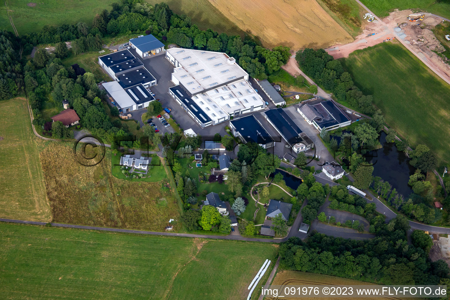 Aerial view of Howatherm air conditioning technology in the district Traunen in Brücken in the state Rhineland-Palatinate, Germany