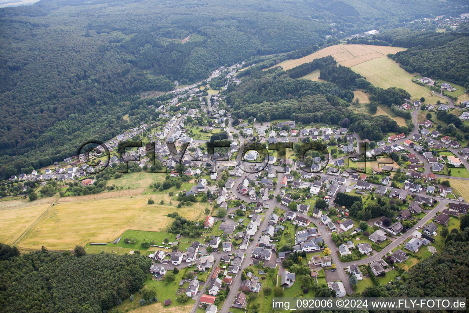 Aerial view of Kirschweiler in the state Rhineland-Palatinate, Germany