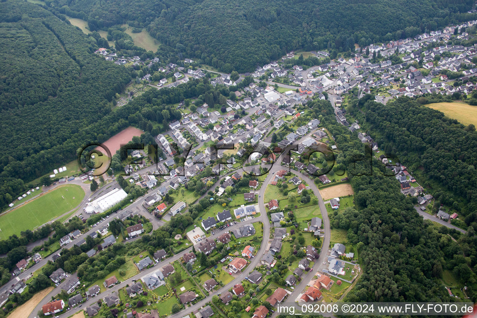 Aerial view of Tiefenstein in the state Rhineland-Palatinate, Germany