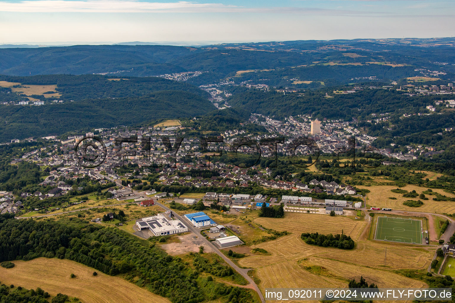 Town View of the streets and houses of the residential areas in Idar-Oberstein in the state Rhineland-Palatinate, Germany