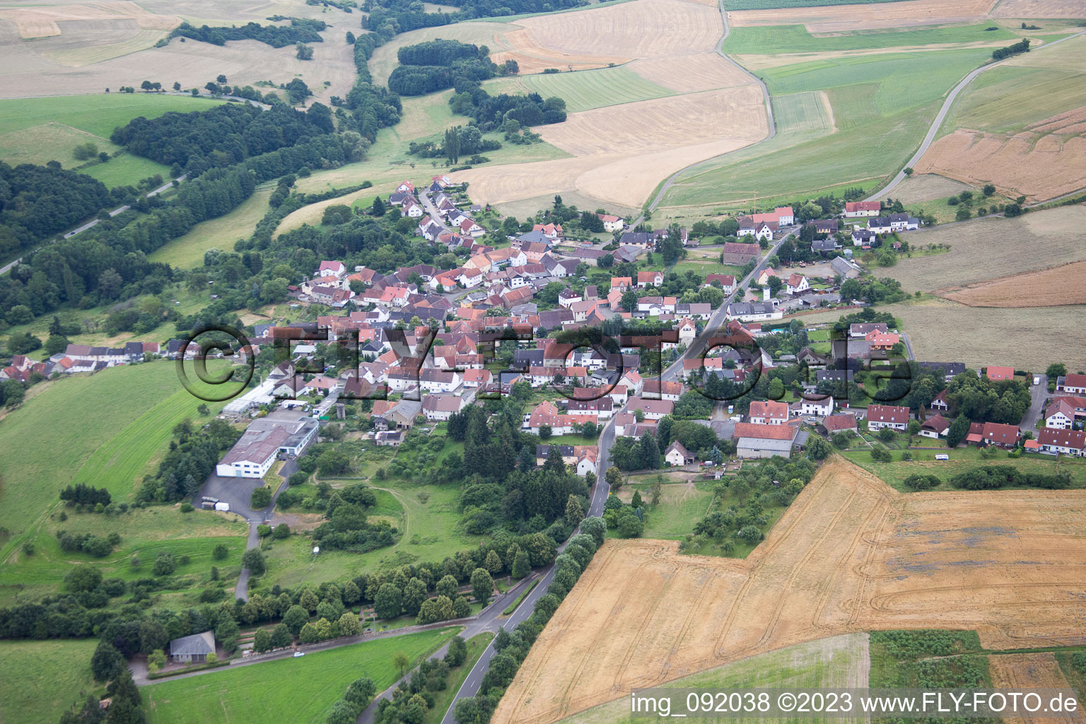 Aerial view of Einöllen in the state Rhineland-Palatinate, Germany