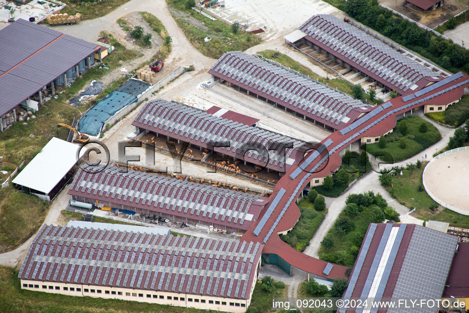 Aerial photograpy of Building of stables Der Pferdestall - Saloon Hobstaetterhof in Einoellen in the state Rhineland-Palatinate