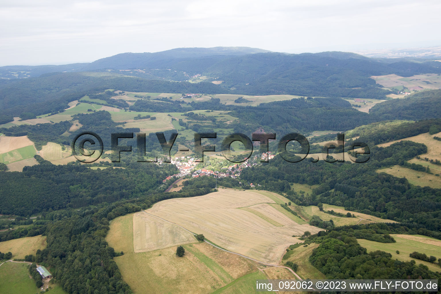 Aerial view of Schweisweiler in the state Rhineland-Palatinate, Germany