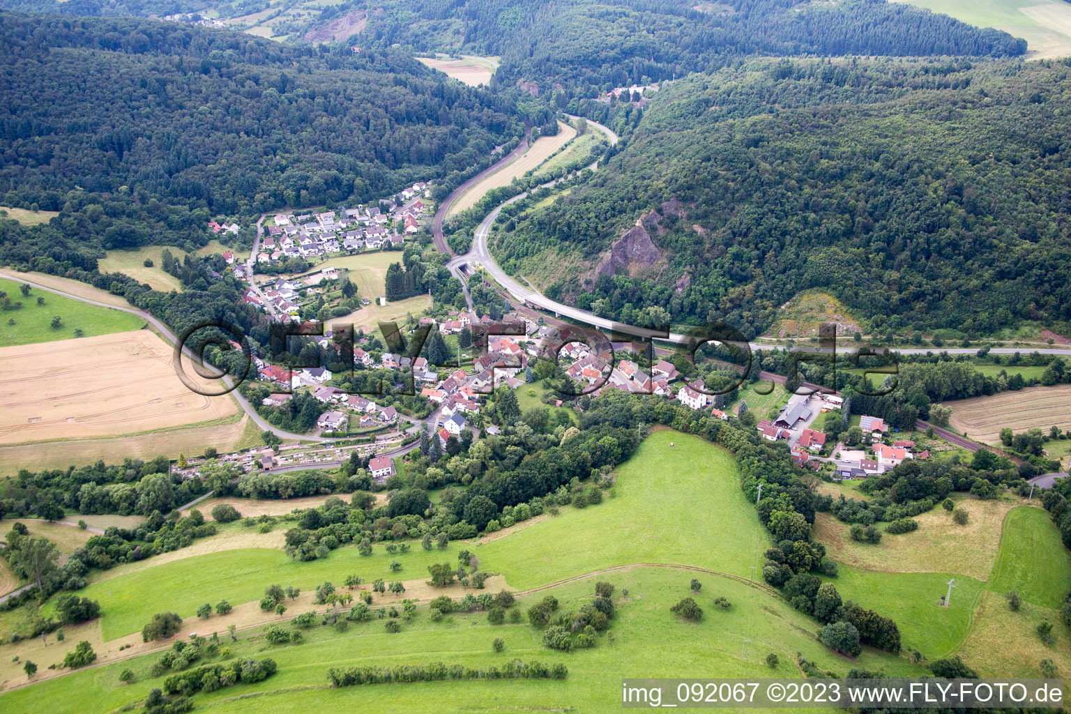 Oblique view of Winnweiler in the state Rhineland-Palatinate, Germany