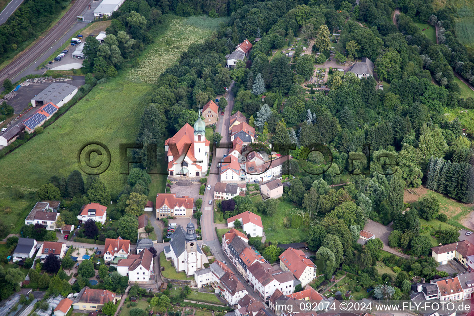 Winnweiler in the state Rhineland-Palatinate, Germany seen from above