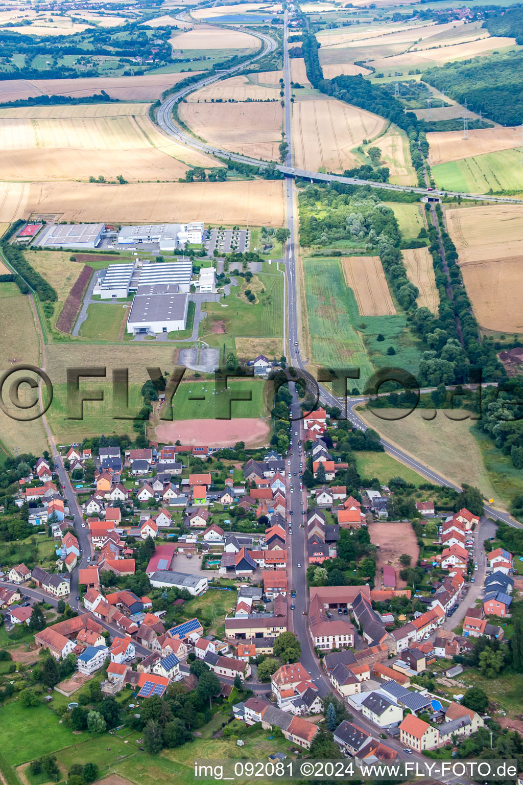 Aerial view of District Alsenbrück-Langmeil in Winnweiler in the state Rhineland-Palatinate, Germany