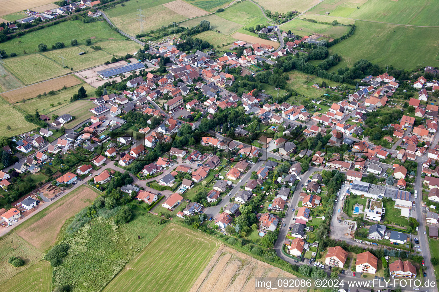 Oblique view of Börrstadt in the state Rhineland-Palatinate, Germany