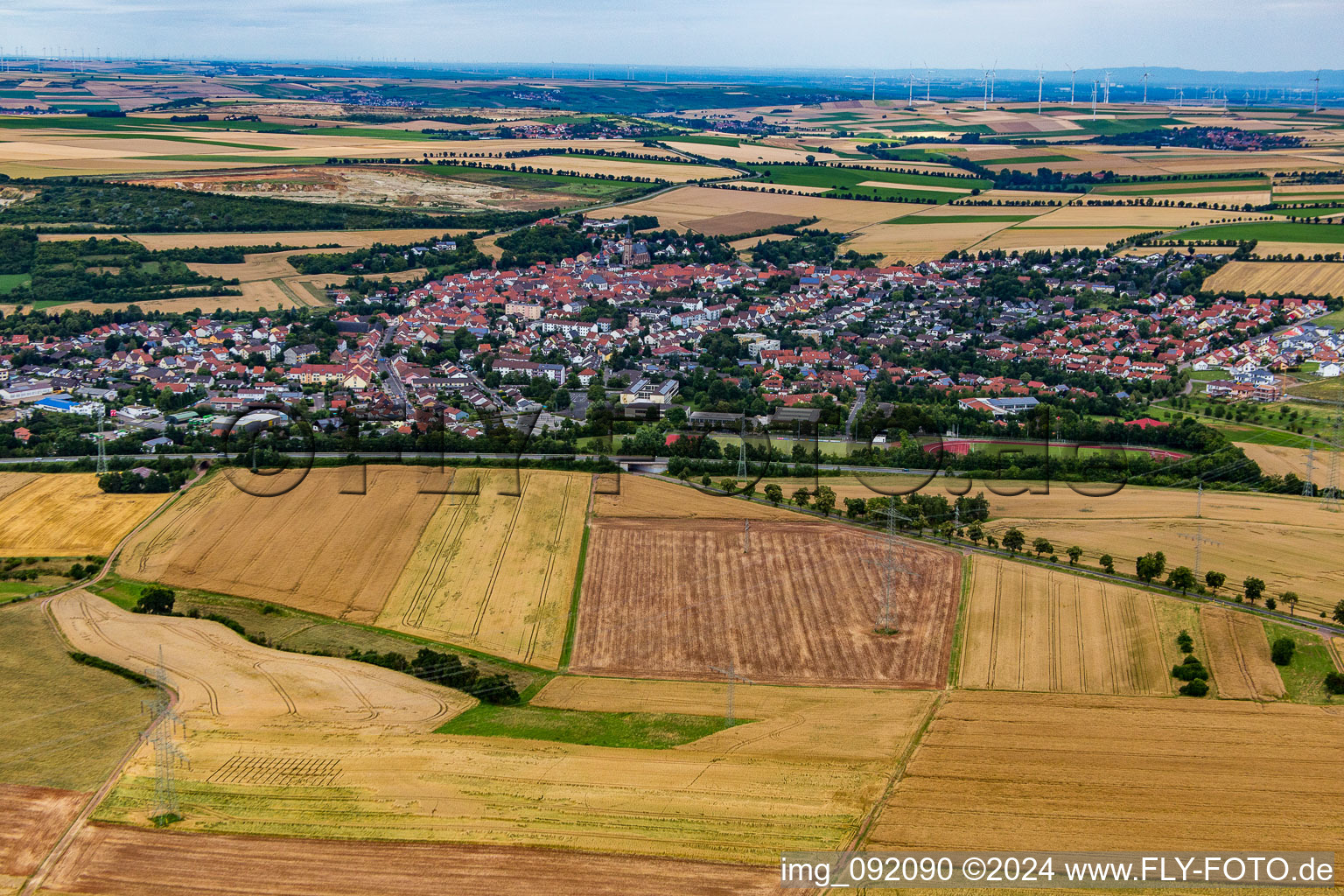 Oblique view of Göllheim in the state Rhineland-Palatinate, Germany