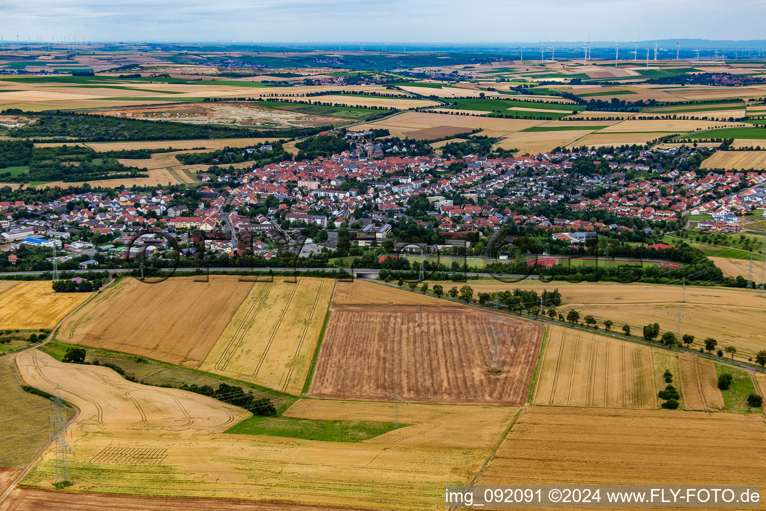 Oblique view of Göllheim in the state Rhineland-Palatinate, Germany