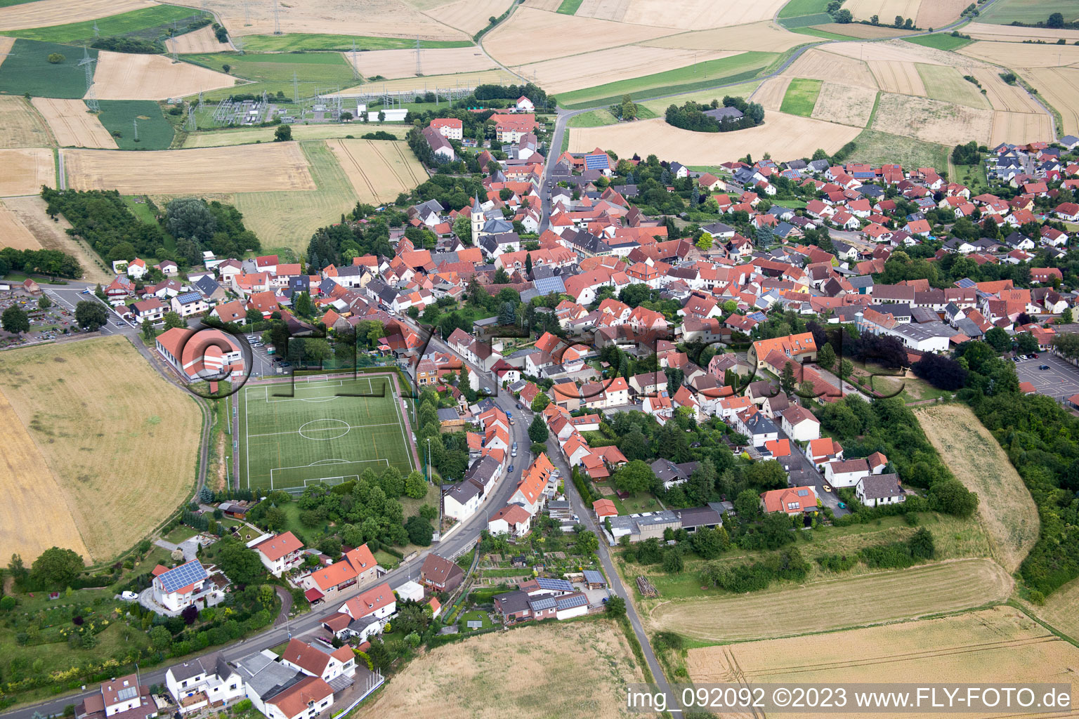 Kerzenheim in the state Rhineland-Palatinate, Germany from above