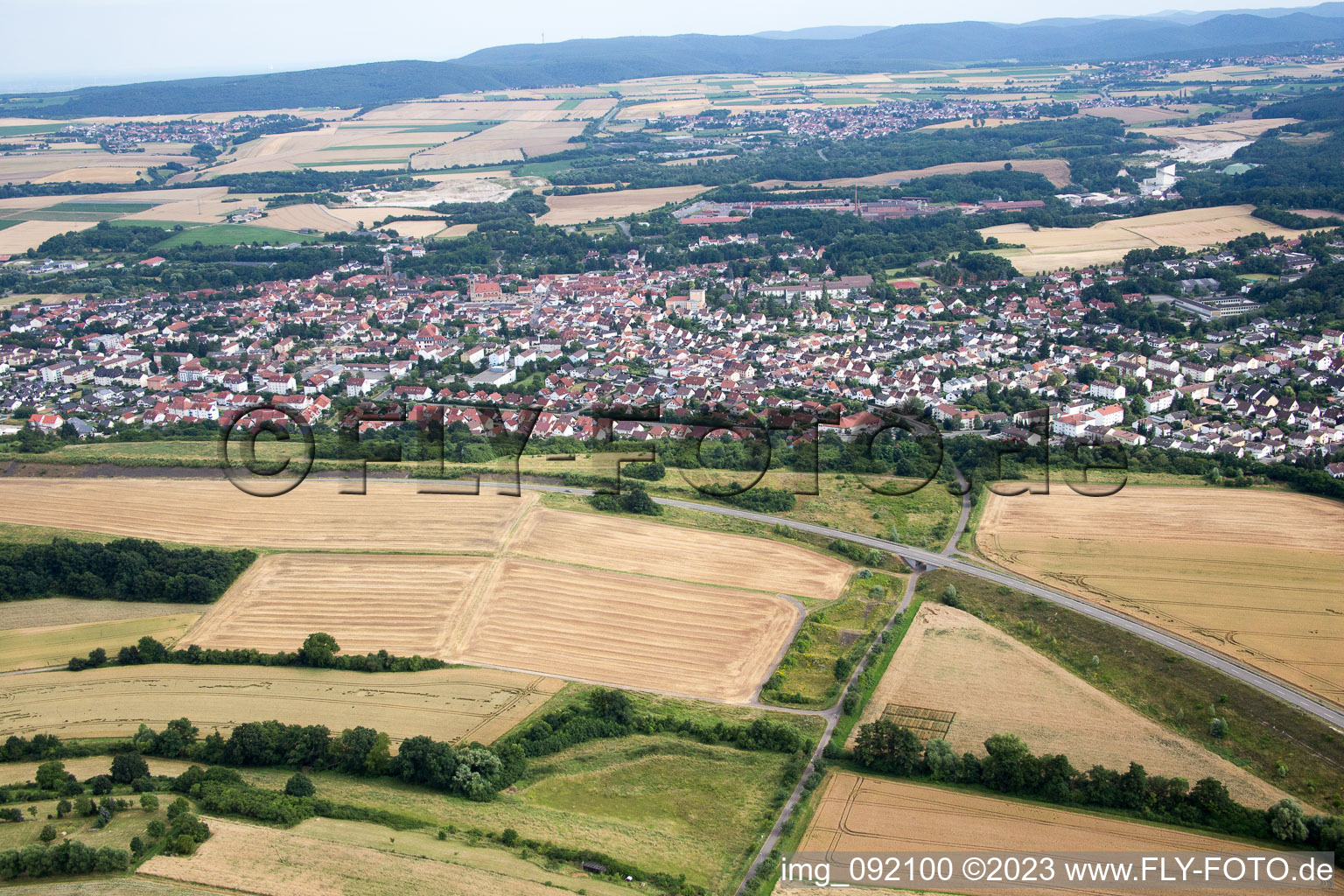 Aerial view of Eisenberg in the state Rhineland-Palatinate, Germany