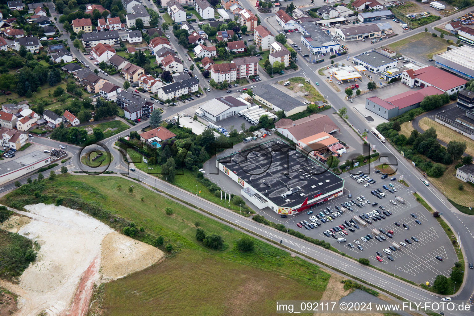 Aerial view of Eisenberg in the state Rhineland-Palatinate, Germany