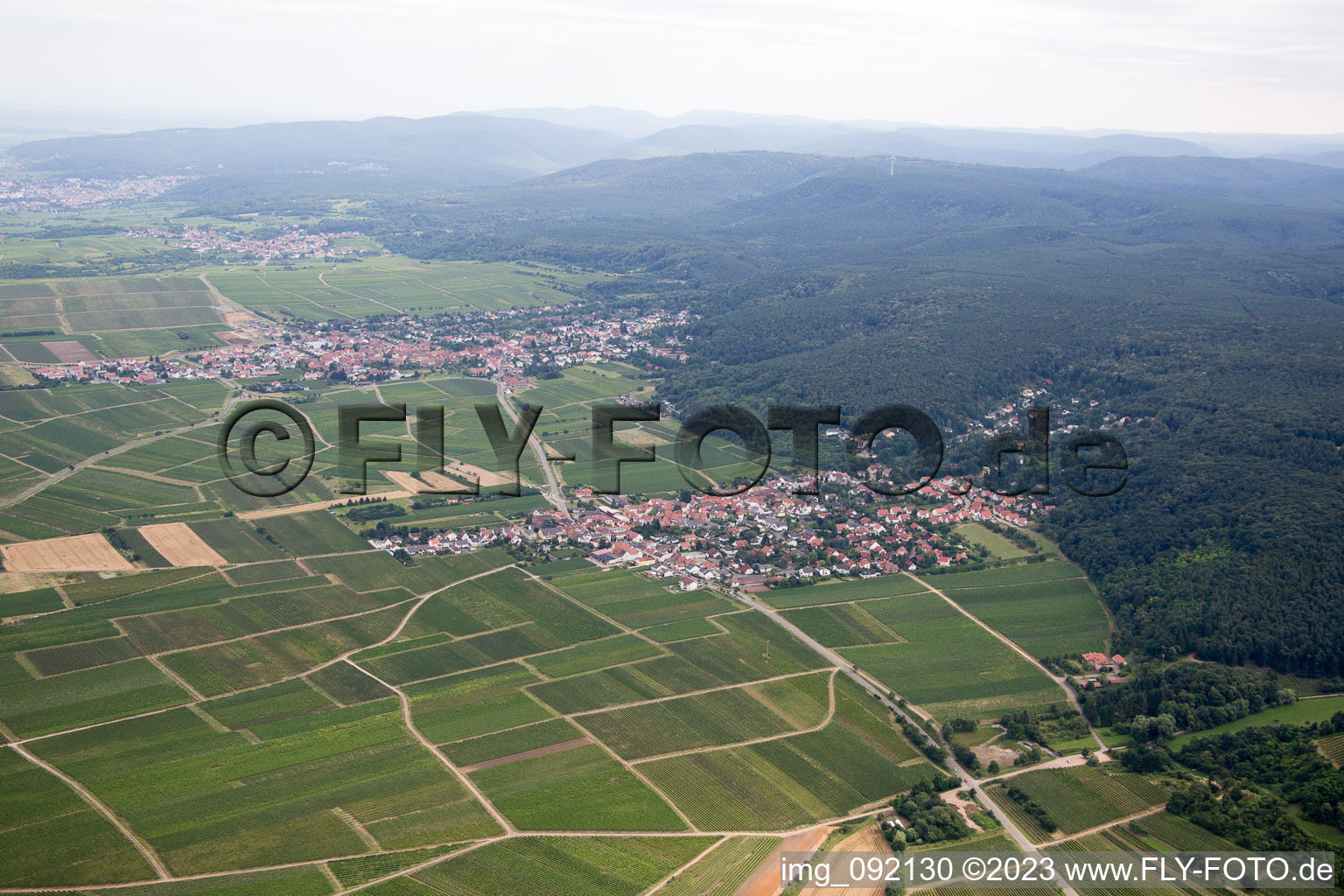 Aerial view of Bobenheim am Berg in the state Rhineland-Palatinate, Germany