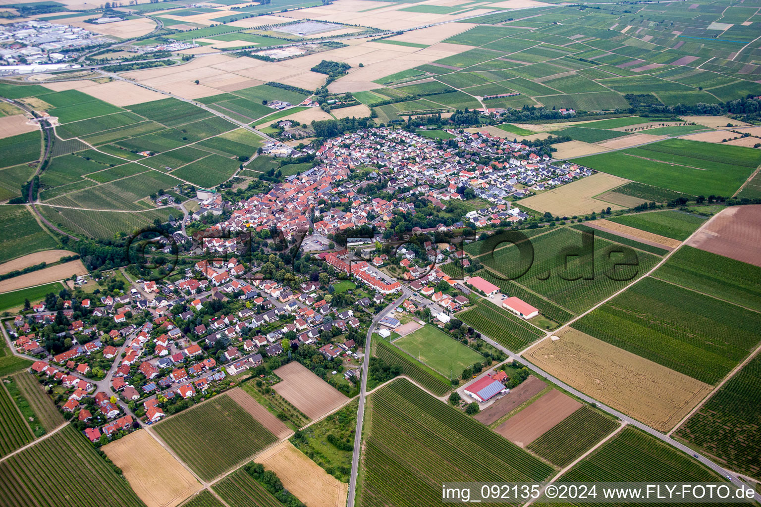 Aerial view of Kirchheim an der Weinstraße in the state Rhineland-Palatinate, Germany