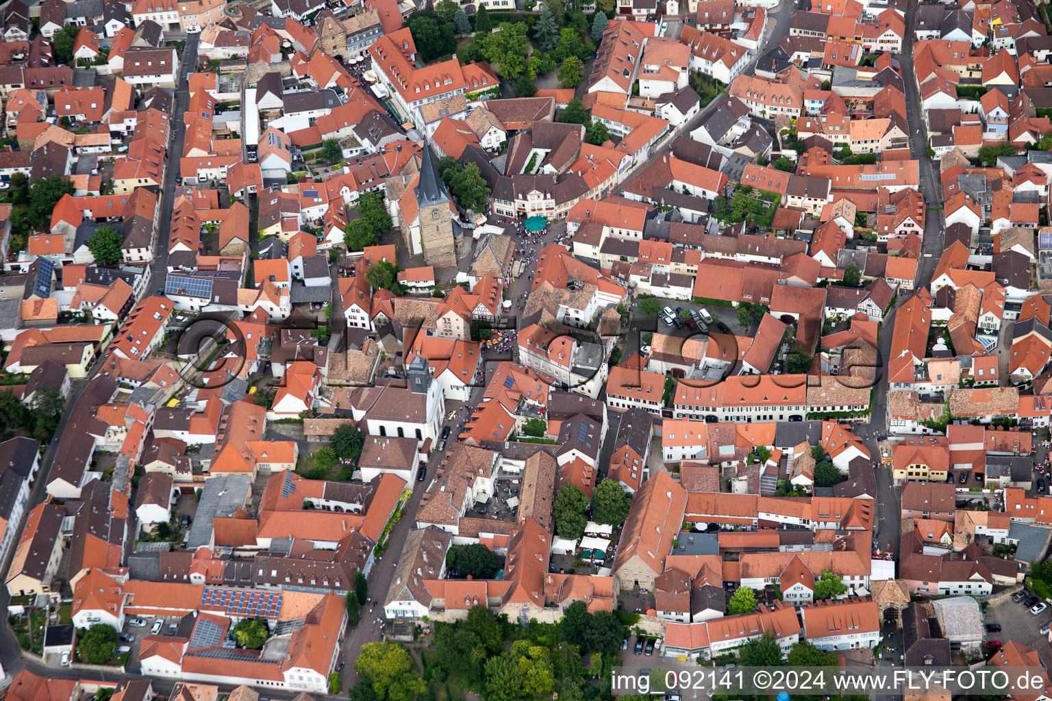 Freinsheim in the state Rhineland-Palatinate, Germany seen from above