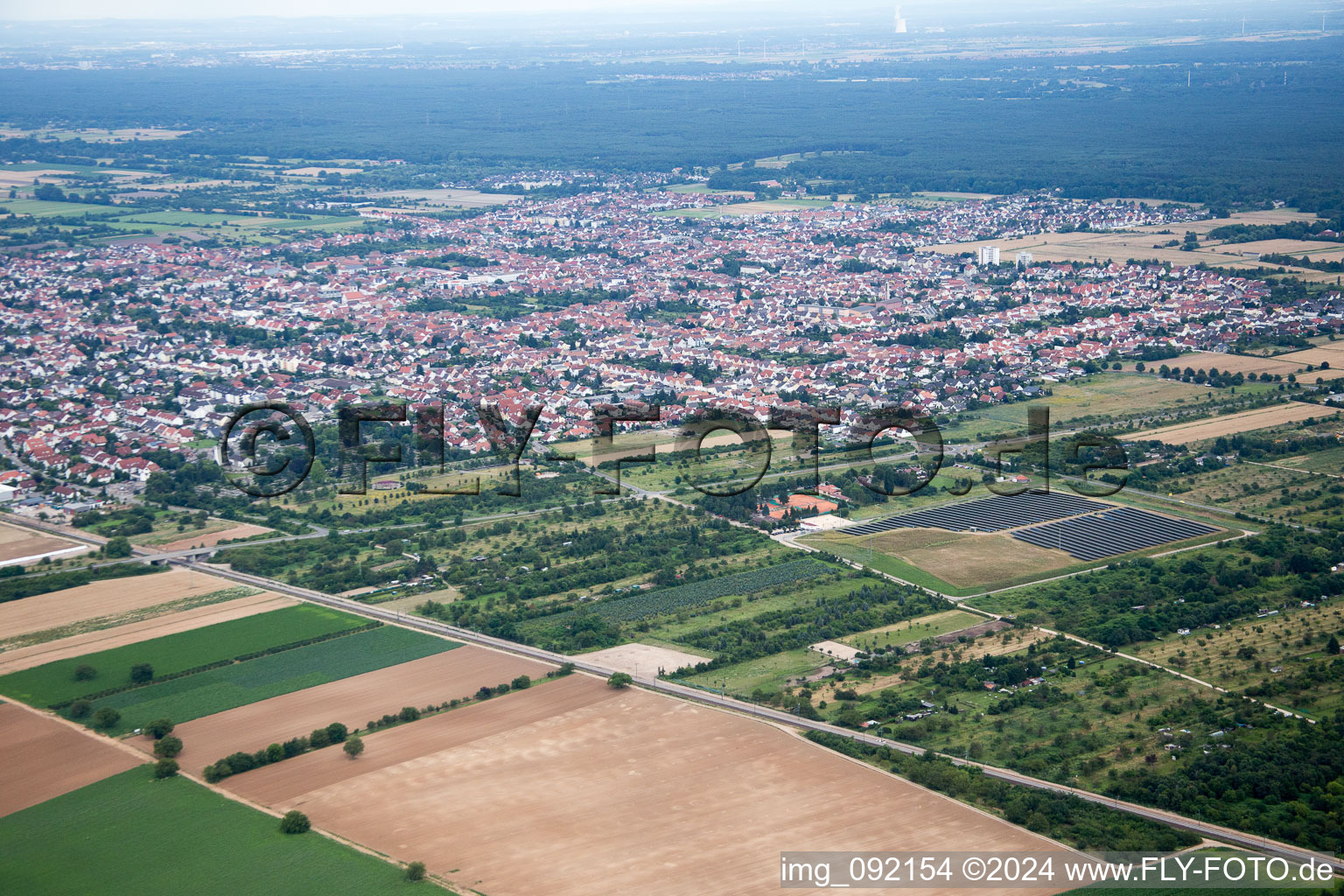 Oblique view of Haßloch in the state Rhineland-Palatinate, Germany